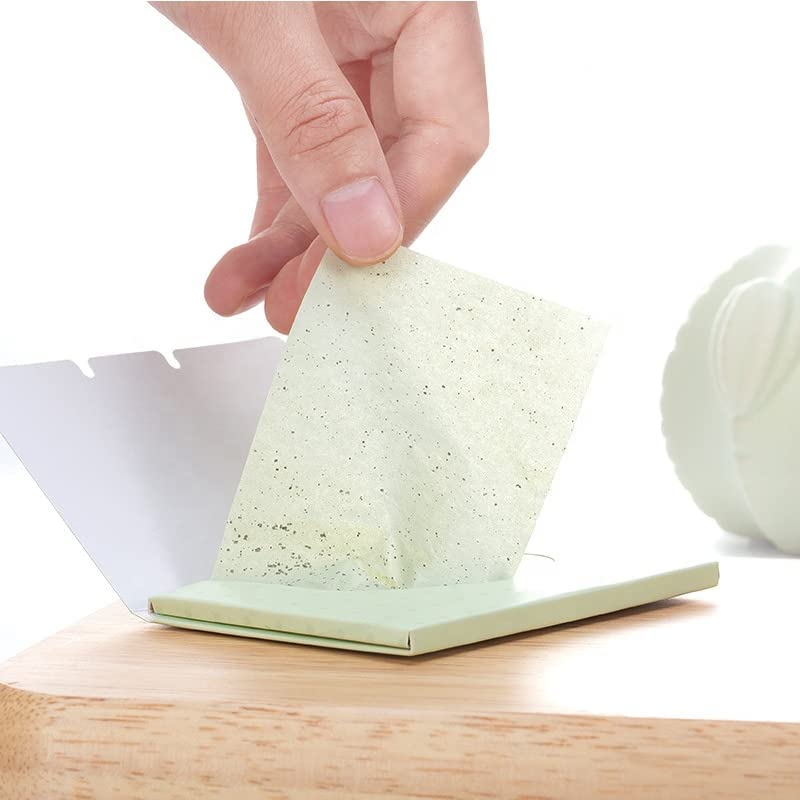 NYAMAH SALES Green Tea Oil Absorbing Blotting Paper for Oily Skin - 100 Sheets | Unisex Face Blotting Tissues for Women & Men | Perfect for On-the-Go, Gym, and Daily Makeup Touch-Ups (Green)