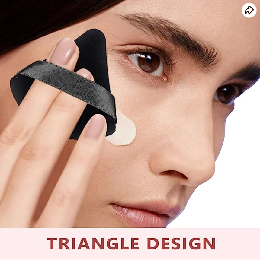 COSSESS Triangle Powder Puff - 2 Pack Makeup Sponge for Loose & Body Powder | Wet & Dry Cosmetic Sponge for Contouring, Under Eyes & Face | Soft Cotton Blender for Flawless Makeup Application | Perfect for Daily Use & Professional Makeup Kits