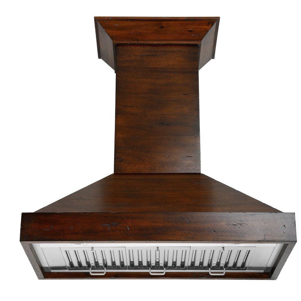 ZLINE Convertible Vent Walnut Wooden Wall Mount Range Hood - 36 Inch Stainless Steel Kitchen Exhaust Fan for Modern & Farmhouse Style Homes - Perfect for Cooking, Grilling, and Baking