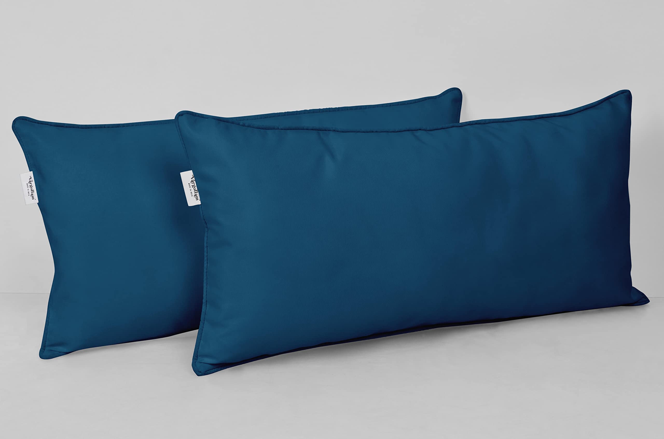Waterproof Polyester Lumbar Pillow Covers 12x18 Inch - Set of 2 All-Weather Outdoor/Indoor Cushion Cases for Patio Sofa, Chair, Bench - Blue Home Decor for Living Room, Porch & Garden