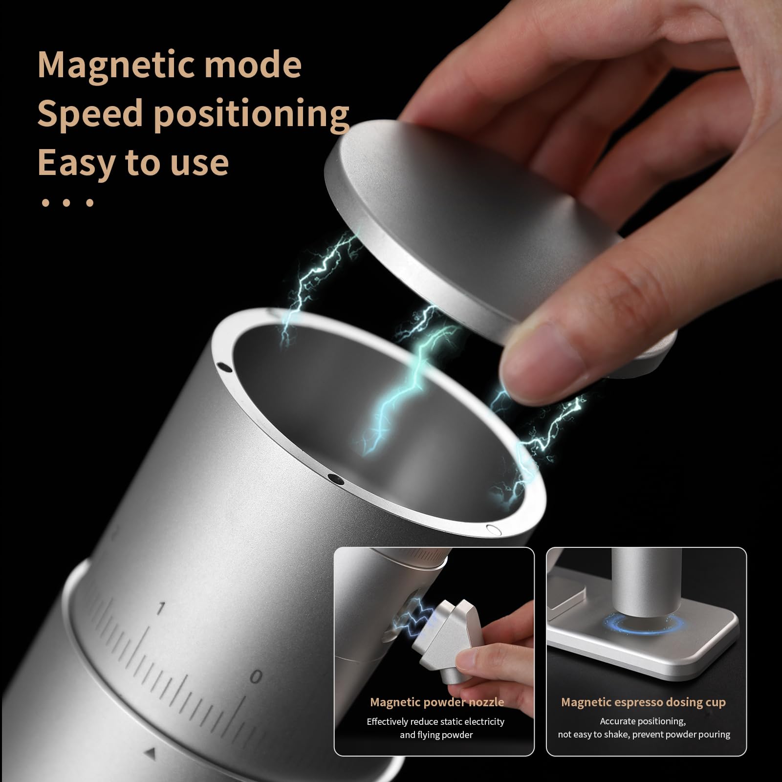 Premium Electric Burr Coffee Grinder - Stepless Adjustable Espresso Grinder with CNC Stainless Steel Conical Burrs, Magnetic Lid & Dosing Cup - Perfect for Home Baristas & Coffee Enthusiasts