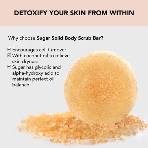 Kitsch Exfoliating Sugar Body Scrub Bar - Natural & Bottle-Free Beauty Soap for Smooth Skin | Perfect for Shower, Spa & Gift Sets