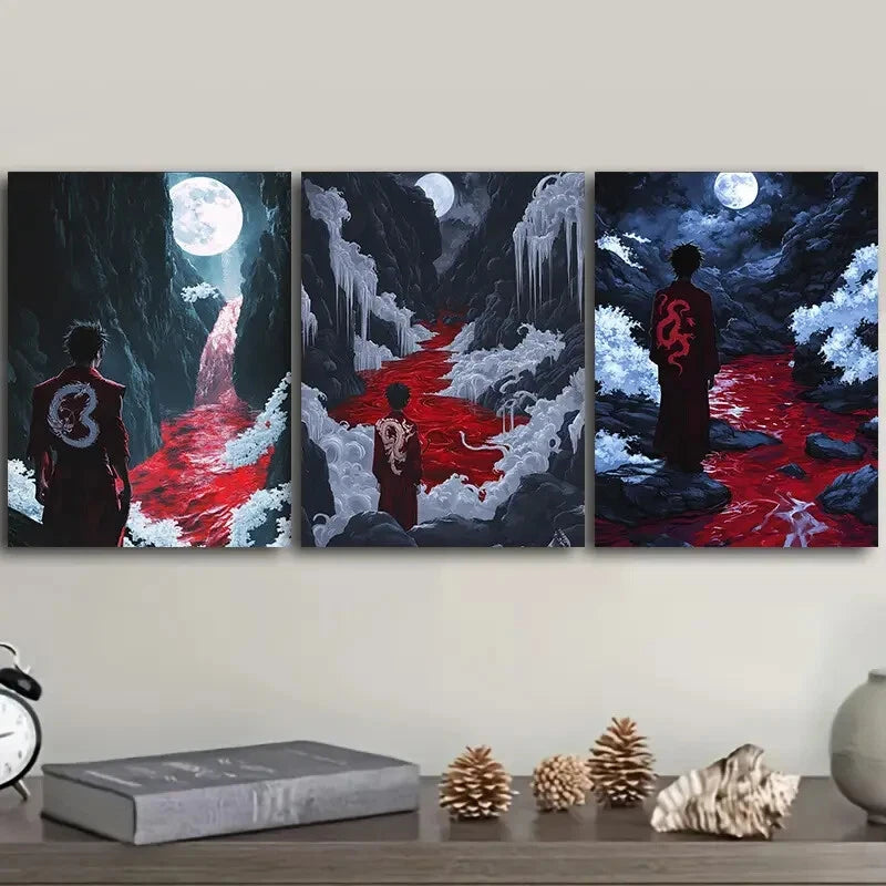 3pcs Dark Lord of Hell Metal Wall Art - Gothic Home Decor for Living Room, Bedroom & Office - Ready to Hang Metal Prints for Horror Fans & Metalheads