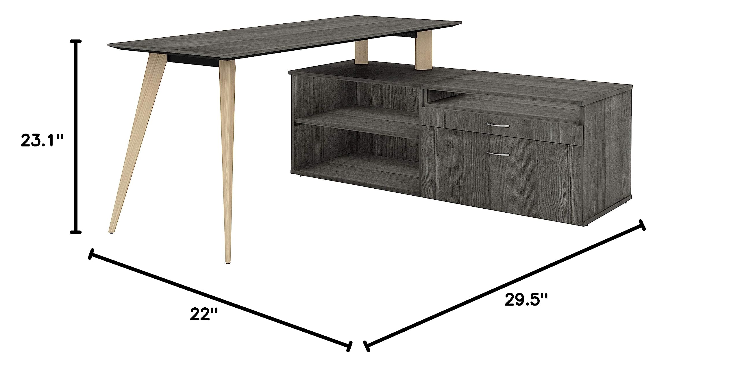 Lorell Relevance Series Charcoal Laminate Office Desk - Modern Workstation for Home & Business - Perfect for Small Spaces, Home Offices & Corporate Environments