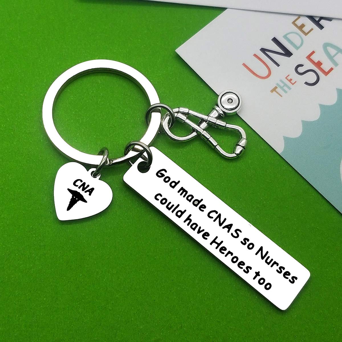 CNA Gift Keychain for Certified Nursing Assistant - Inspirational Graduation Gift for Nursing School Students & Nurses - Stethoscope Medical Keychain with 'God Made CNAs' Quote - Perfect for Appreciation, Graduation & Daily Use