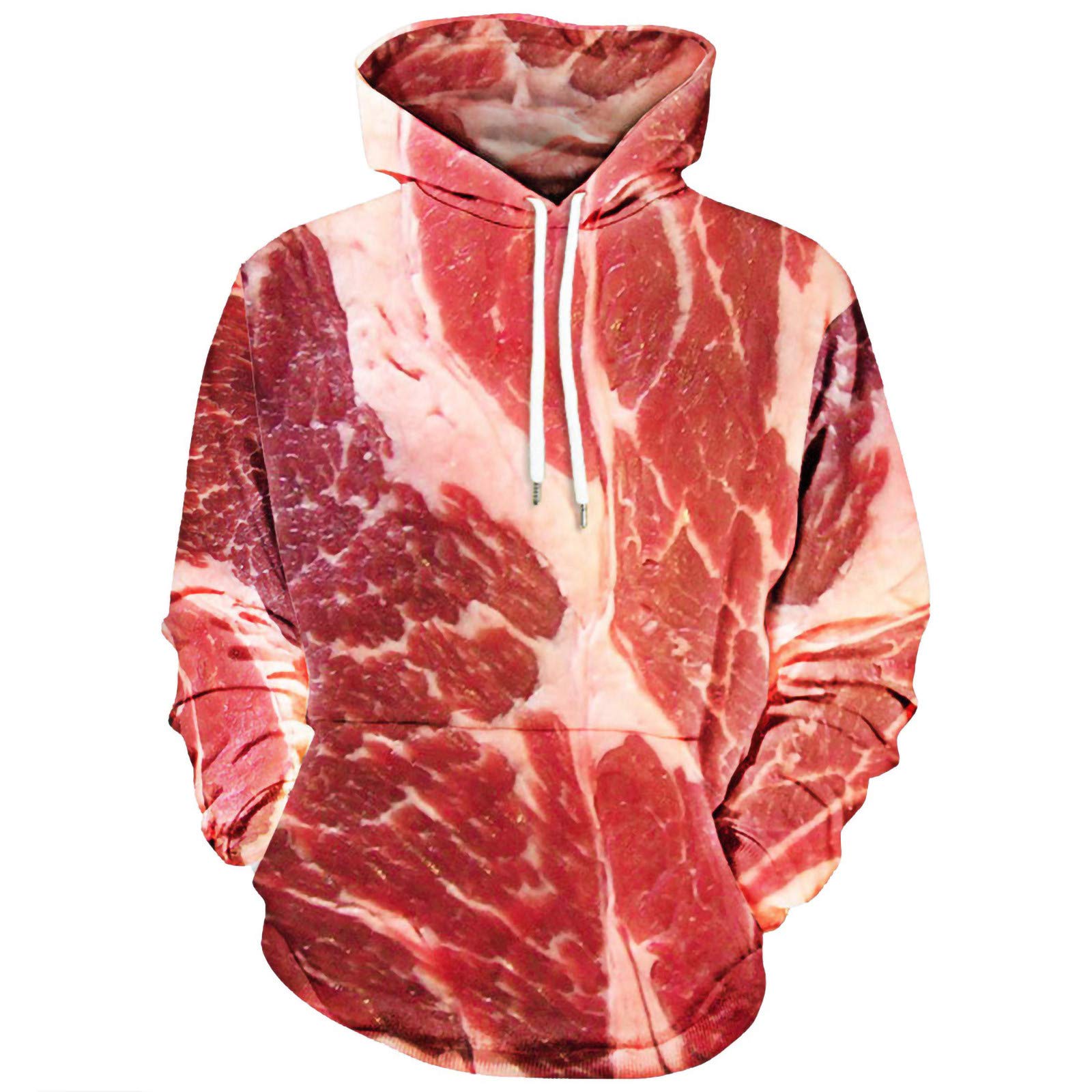 3D Printed Unisex Meat Pattern Hooded Sweatshirt - Long Sleeve Pullover Top for Men & Women | Perfect for Streetwear, Cosplay, and Unique Fashion Statement
