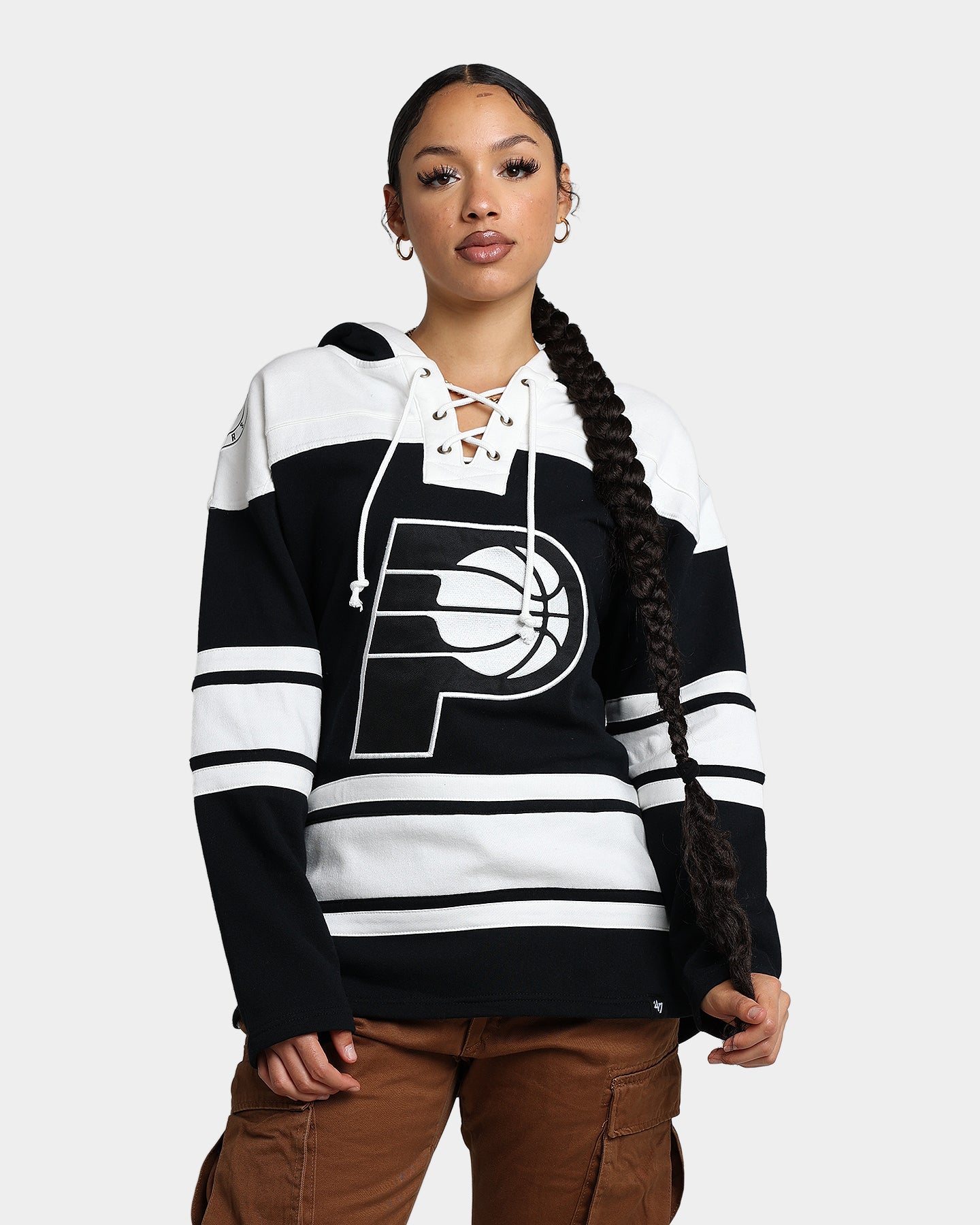 47 Brand Indiana Pacers Superior Lacer Hoodie for Men - Jet Black NBA Fan Apparel for Basketball Games & Casual Wear