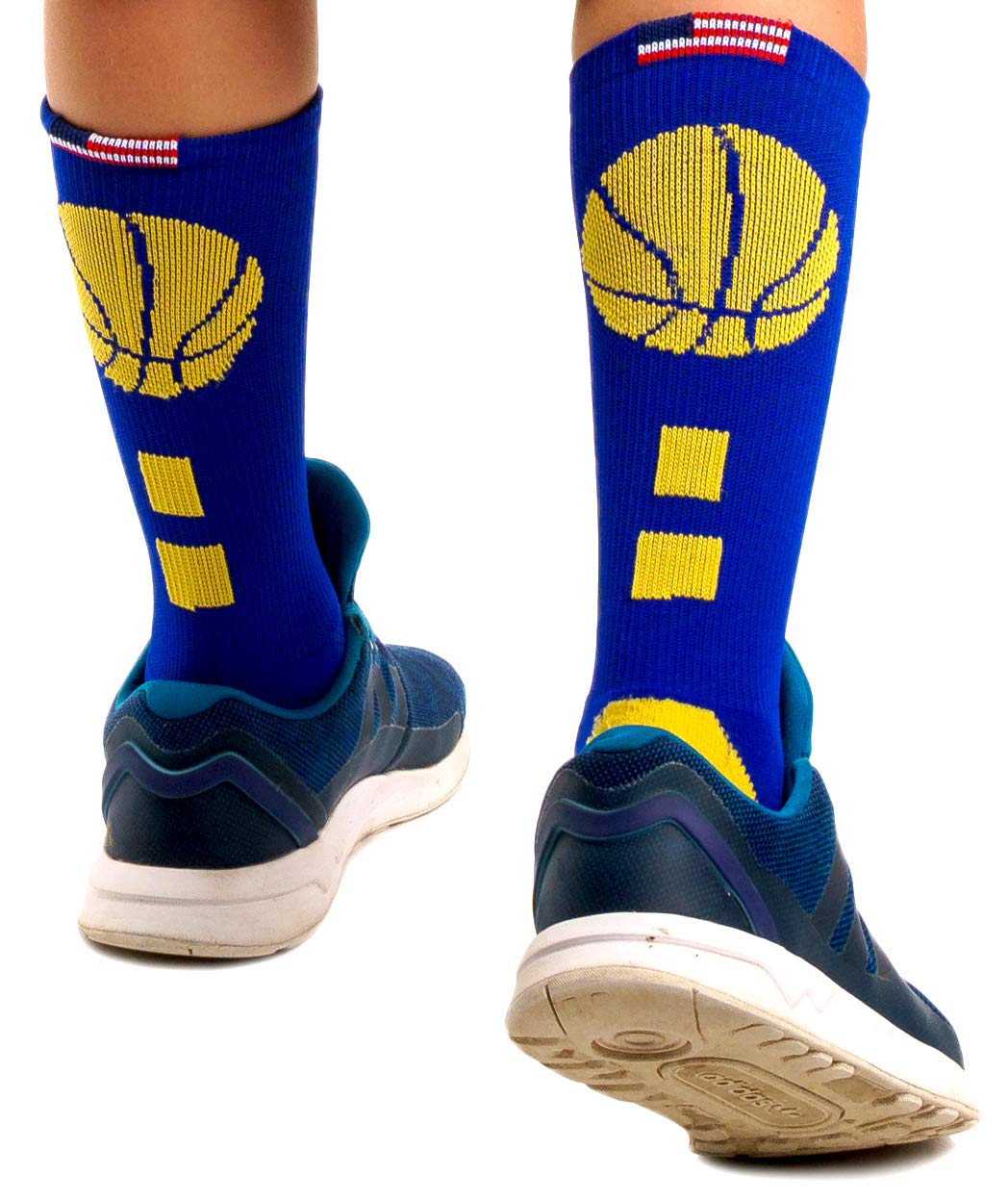 **Youth Boys Basketball Socks - High-Performance Athletic Crew Socks with Compression Basketball Arm Sleeve - Made in USA - Perfect for Games, Training & Sports Enthusiasts**