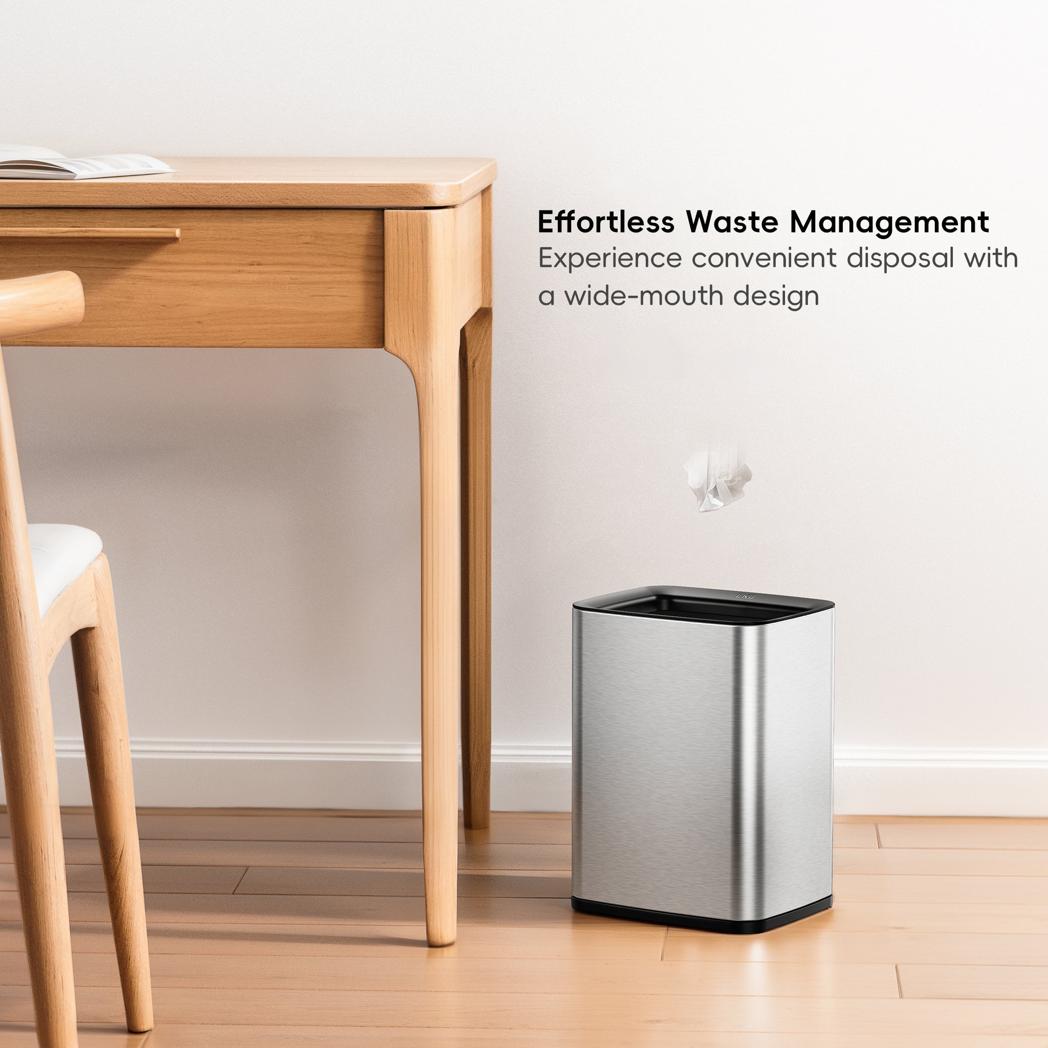 10L Stainless Steel Open Top Trash Can with Removable Inner Basket - Matte Finish for Kitchen, Bathroom & Office Waste Bin