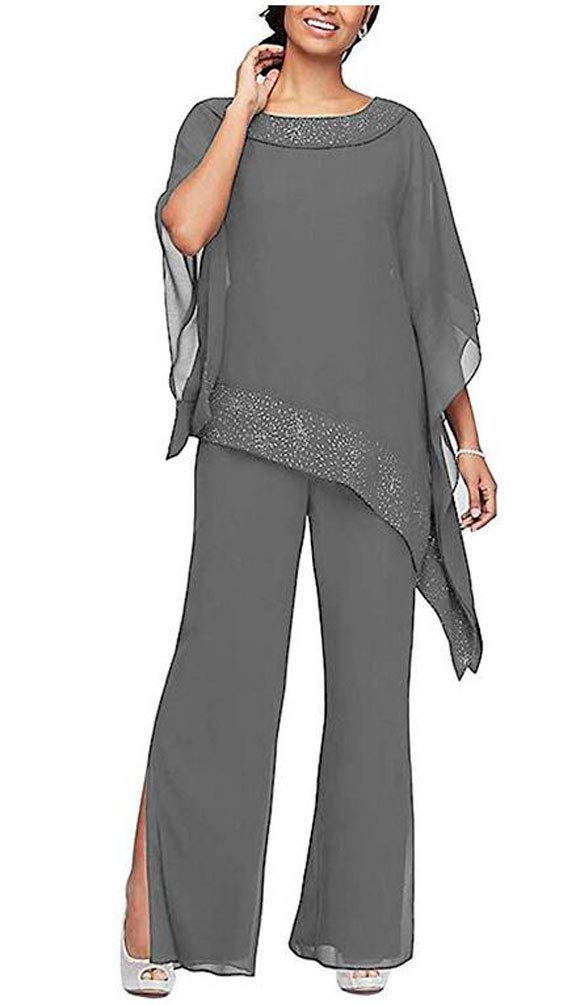 Elegant Beaded Chiffon Pantsuit Set for Mother of the Bride - 3 Piece Formal Evening Gown Outfit for Women | Wedding Guest Attire & Special Occasion Wear
