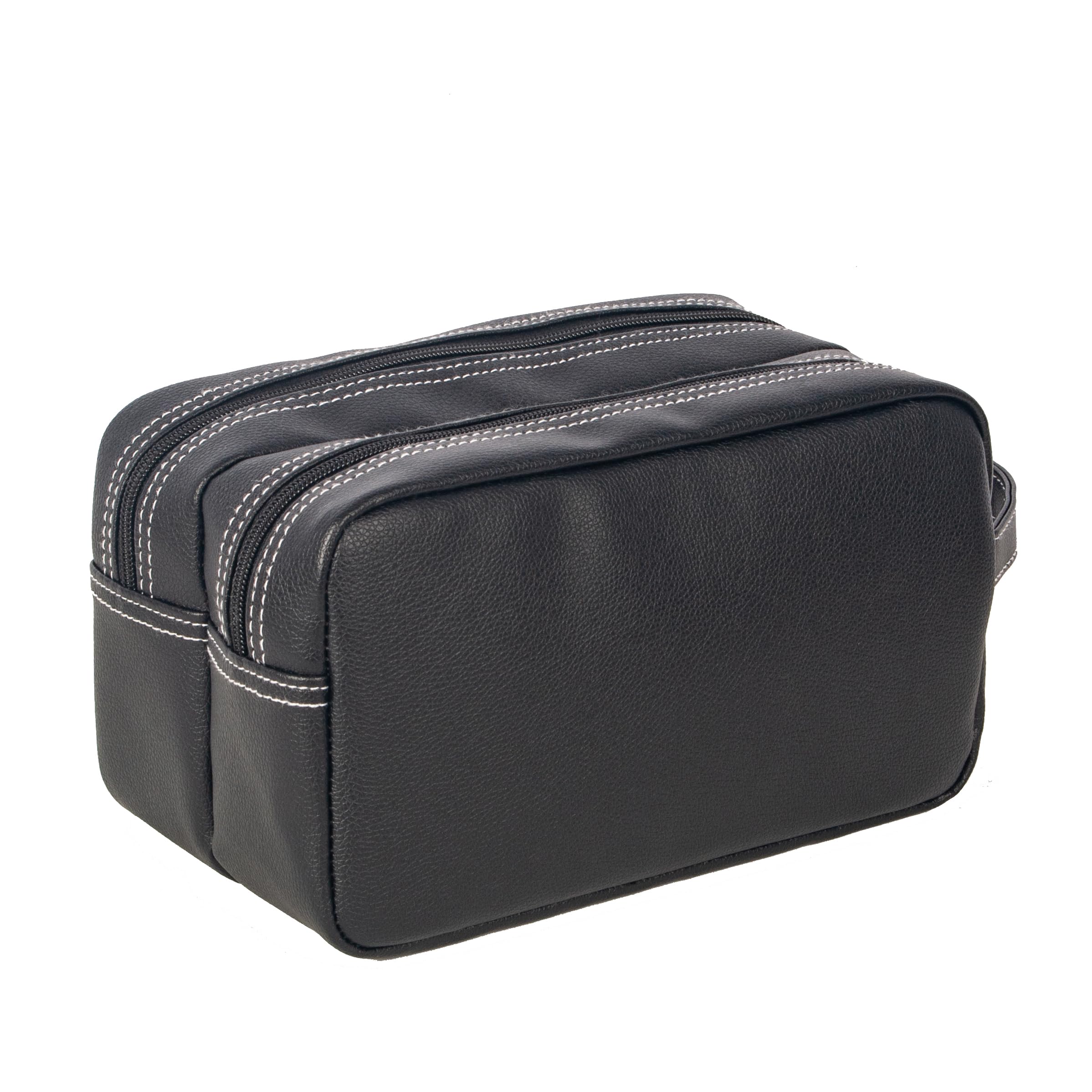 Premium PU Leather Men's Travel Toiletry Bag - Waterproof Bathroom Organizer with Handle for Shaving Kit, Grooming Essentials & Barber Tools | Ideal for Business Trips, Gym, Camping & Daily Use