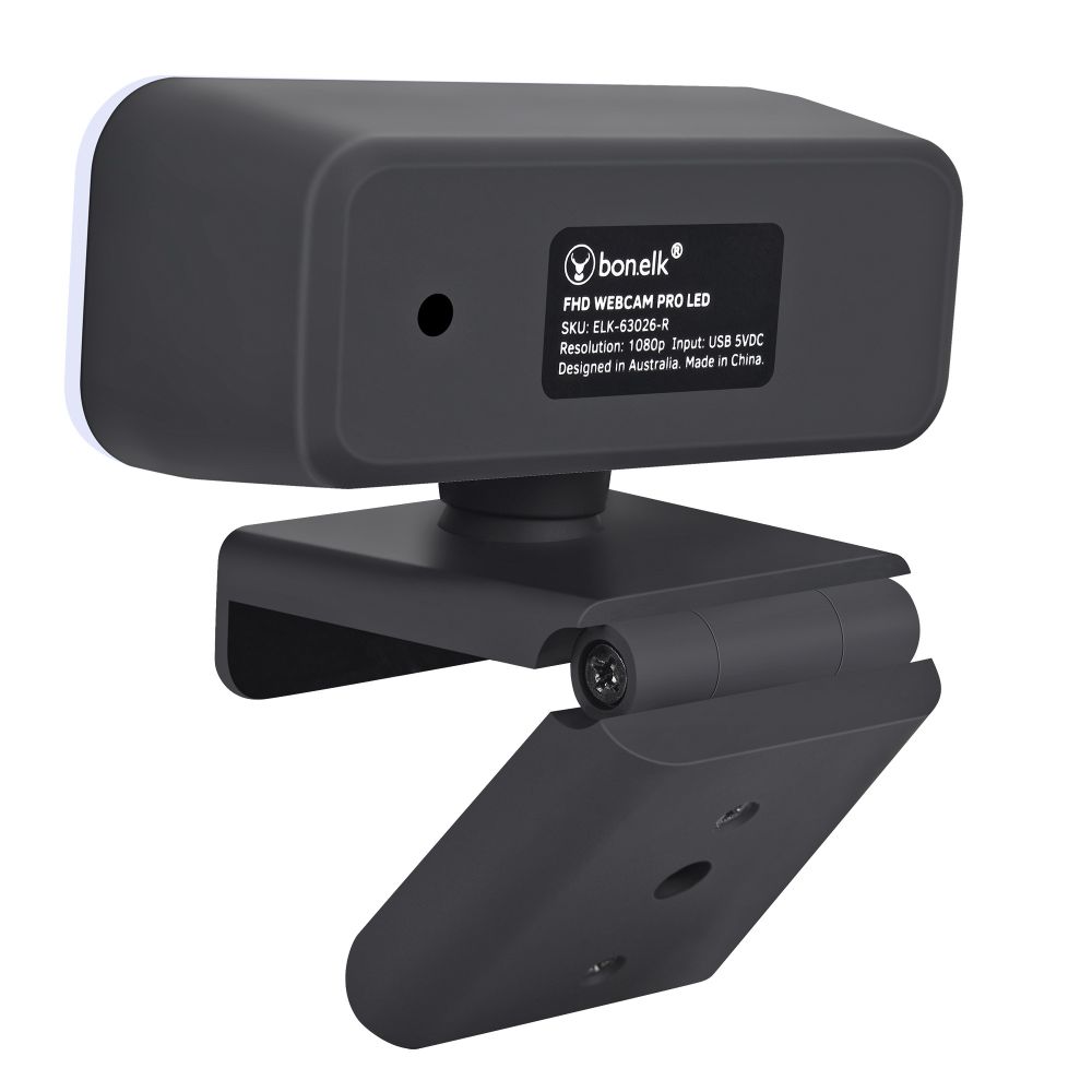 Bonelk USB Webcam Pro with LED Light - 1080p HD Clip-On Web Camera (Black) for Video Conferencing, Online Classes & Live Streaming