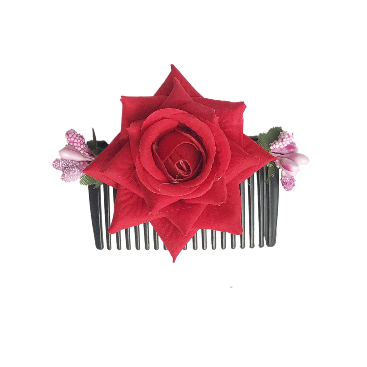 Gadinfashion™ Artificial Rose Flower Juda Comb - Elegant Side Hair Comb for Women & Girls, Perfect Wedding & Party Hair Accessories (Pack of 1, Red) - Great for Bridal Hairstyles, Prom, Date Night & Special Occasions