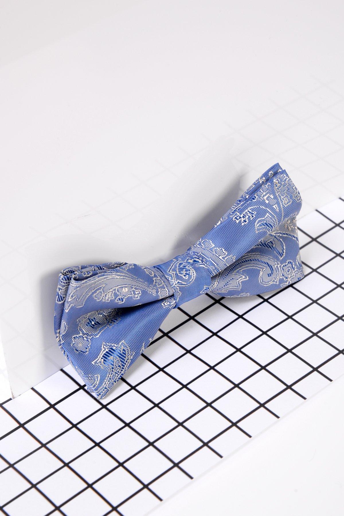 Stylish Sky Blue Paisley Print Bow Tie for Kids - Perfect for Weddings, Parties & Formal Events