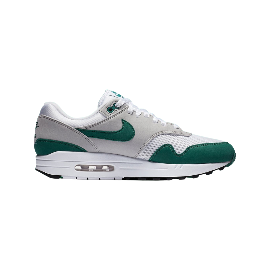 Nike Air Max 1 Anniversary Green White Evergreen Aura Neutral Grey Black Running Shoes for Men - Comfortable Sneakers for Jogging, Gym Workouts & Casual Wear