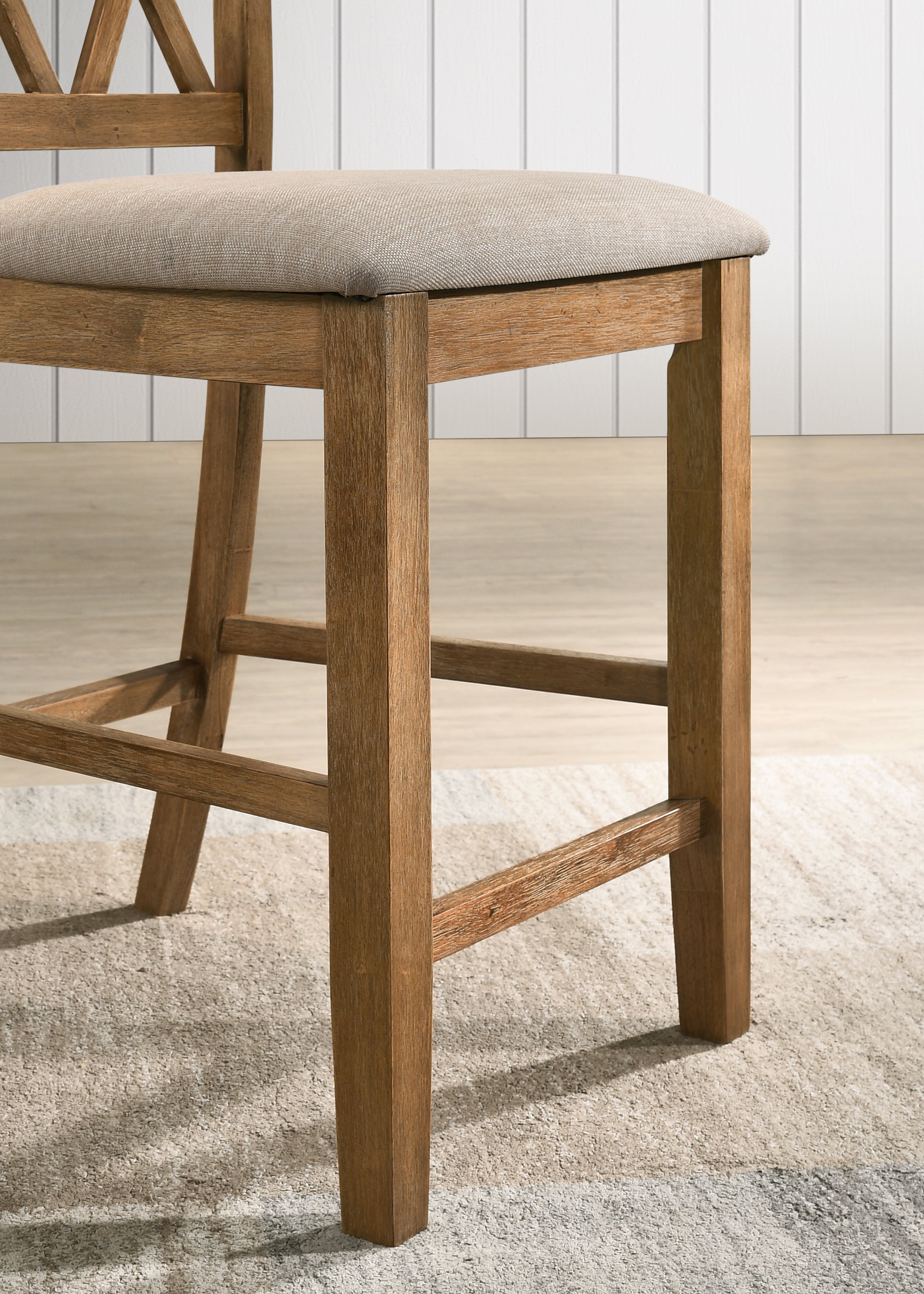 Roundhill Furniture Windvale Fabric Upholstered Counter Height Dining Chairs Set of 2 - Modern Kitchen Bar Stools for Breakfast Nook, Dining Room & Small Spaces