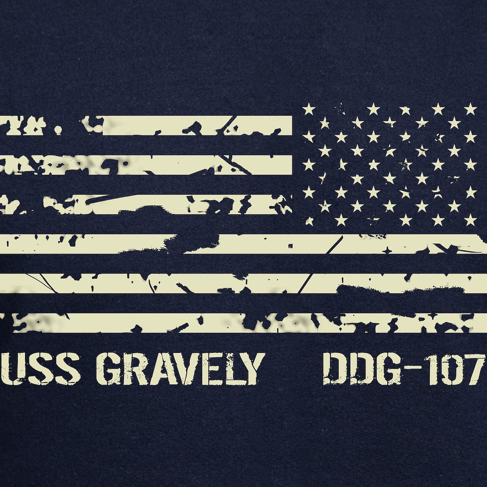 USS Gravely Hoodie for Men - Dark Regular Fit Pullover Hooded Sweatshirt | Navy Blue Fleece Jacket for Casual Wear & Outdoor Activities