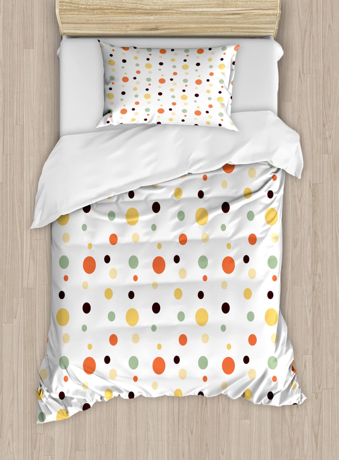 Ambesonne Geometric Circle Duvet Cover Set - Twin Size 2-Piece Bedding with Fun Art Design, Big & Small Multicolor Circles Pattern | Perfect for Kids Rooms, Guest Bedrooms & Modern Home Decor