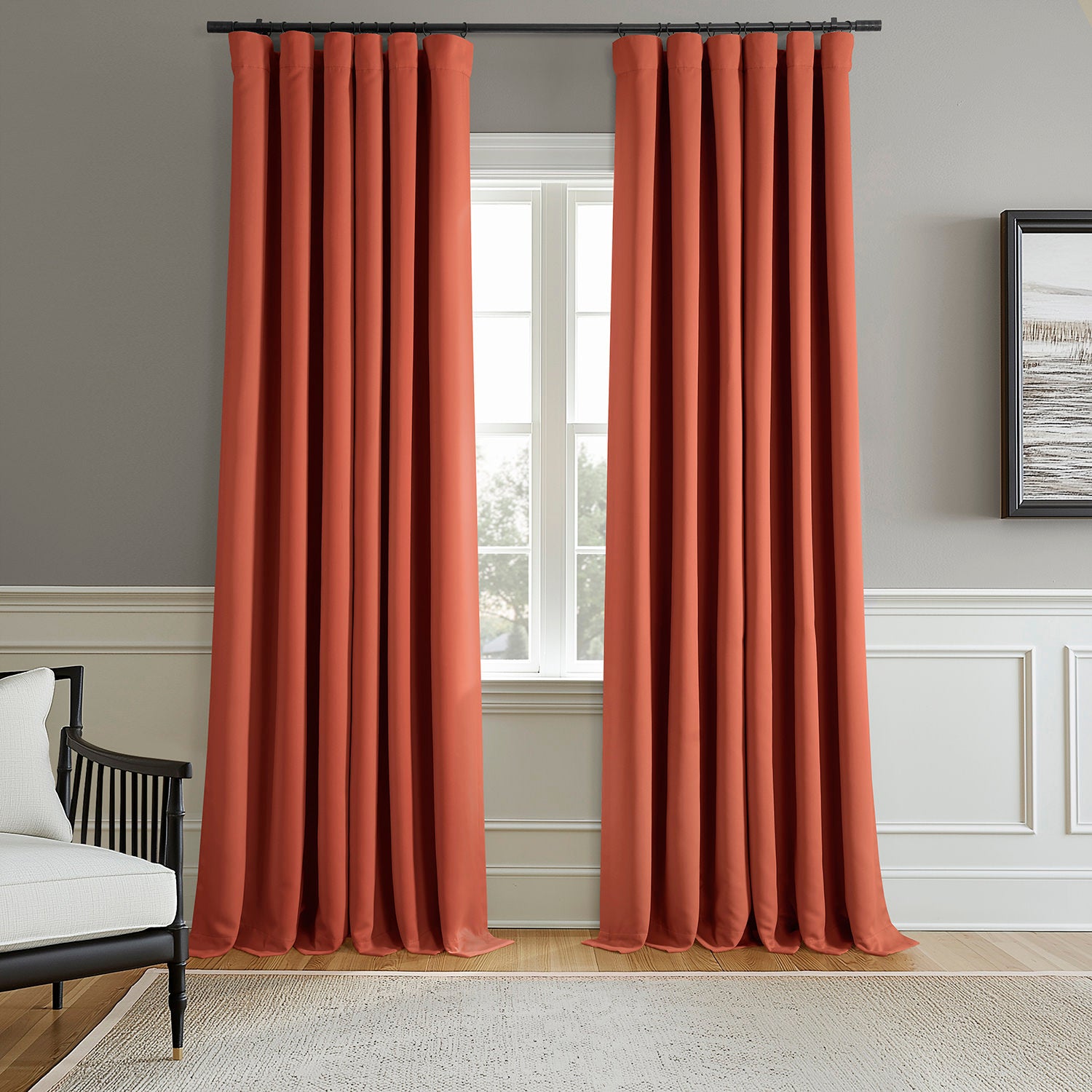 Blackout Curtains for Bedroom - 2 Panels Set, Thermal Insulated & Noise Reducing, 100% Room Darkening, Rust Color - Perfect for Home, Office, and Nursery
