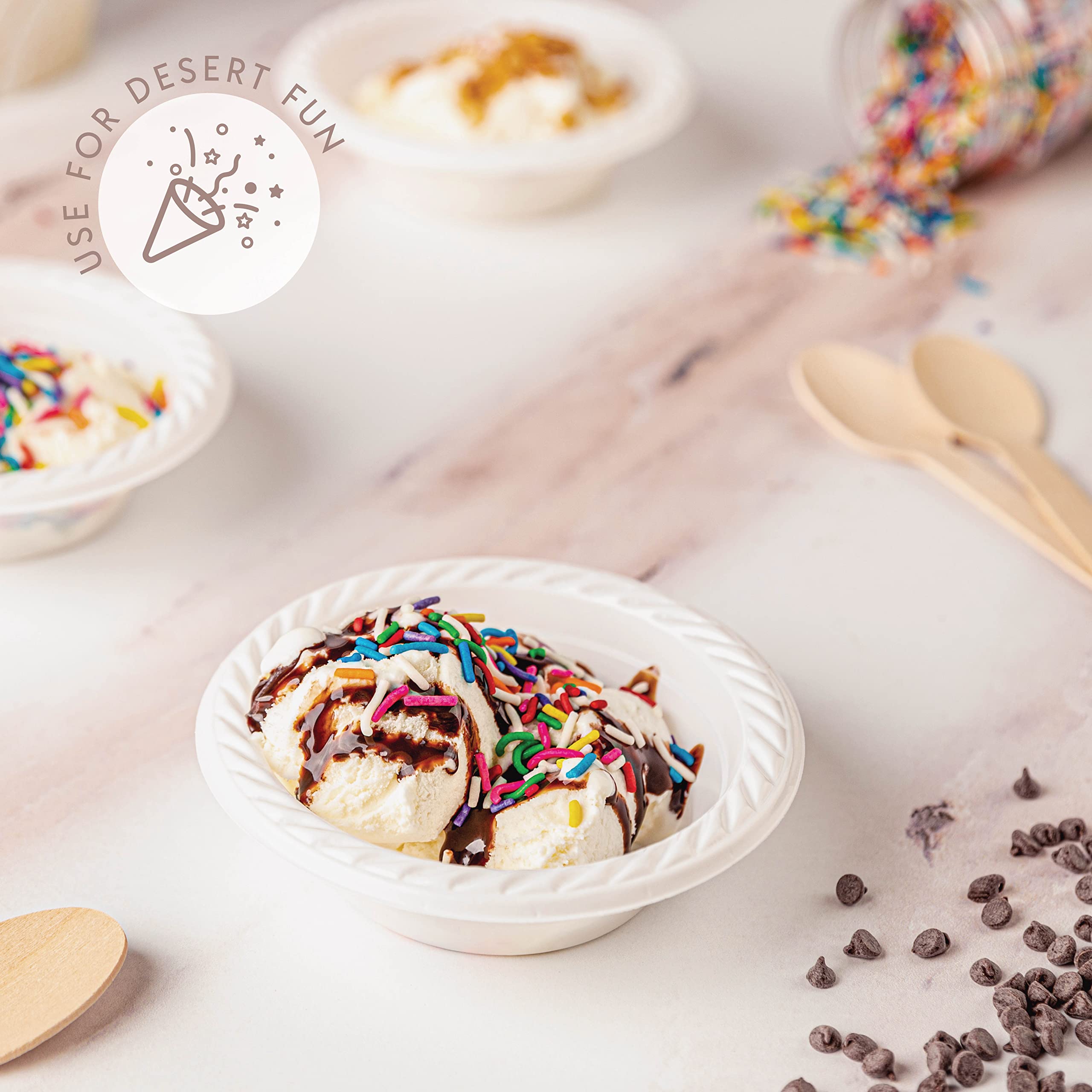 Plasticpro 5 oz Round Plastic Dessert Bowls - Microwave Safe & Disposable White Dinnerware (400 Pack) - Perfect for Parties, Picnics & Catering Events