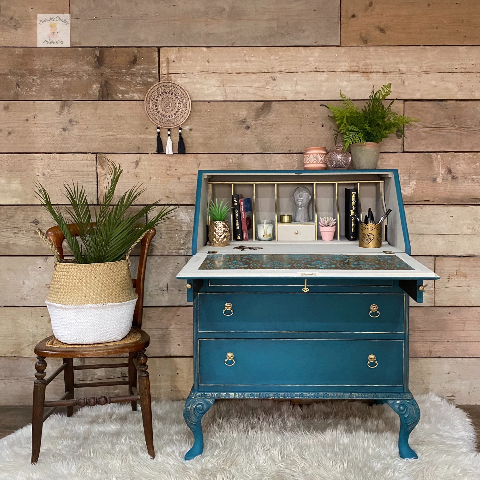 Dixie Belle Chalk Mineral Paint - Antebellum Blue (16oz) | Matte Dark Teal Furniture Paint for DIY Projects | Perfect for Upcycling, Cabinets, Dressers & Home Decor