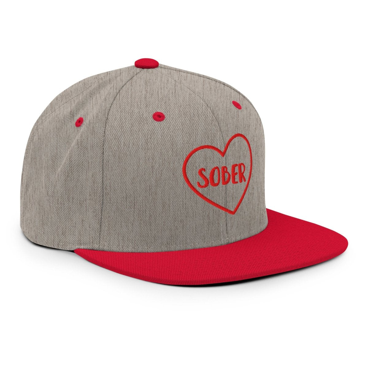 SOBER in a Heart Embroidered Snapback Hat - Stylish Unisex Baseball Cap for Men & Women - Perfect for Casual Wear, Sports, and Outdoor Activities