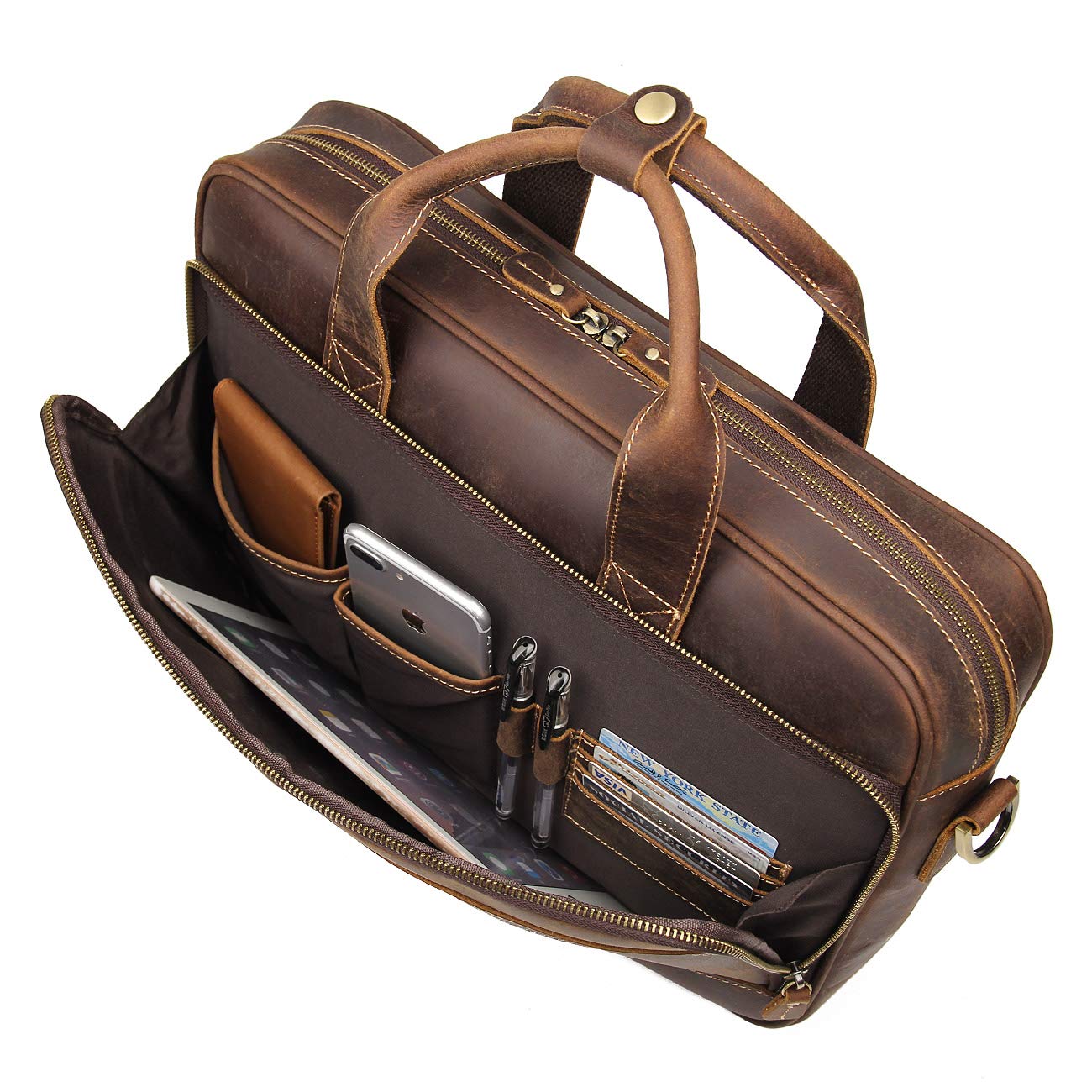 Vintage Leather Messenger Bag for Men - 17 Inch Laptop Briefcase, Durable Shoulder Bag for Business Travel & Daily Commute | Perfect for Office, Work, College & Business Trips