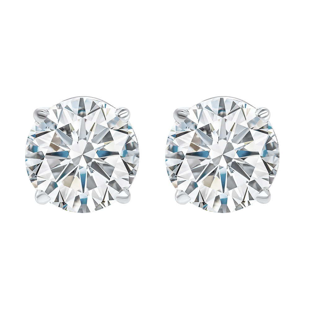 14K White Gold Diamond Earrings (2CTW) - Elegant Studs for Weddings, Parties & Special Occasions