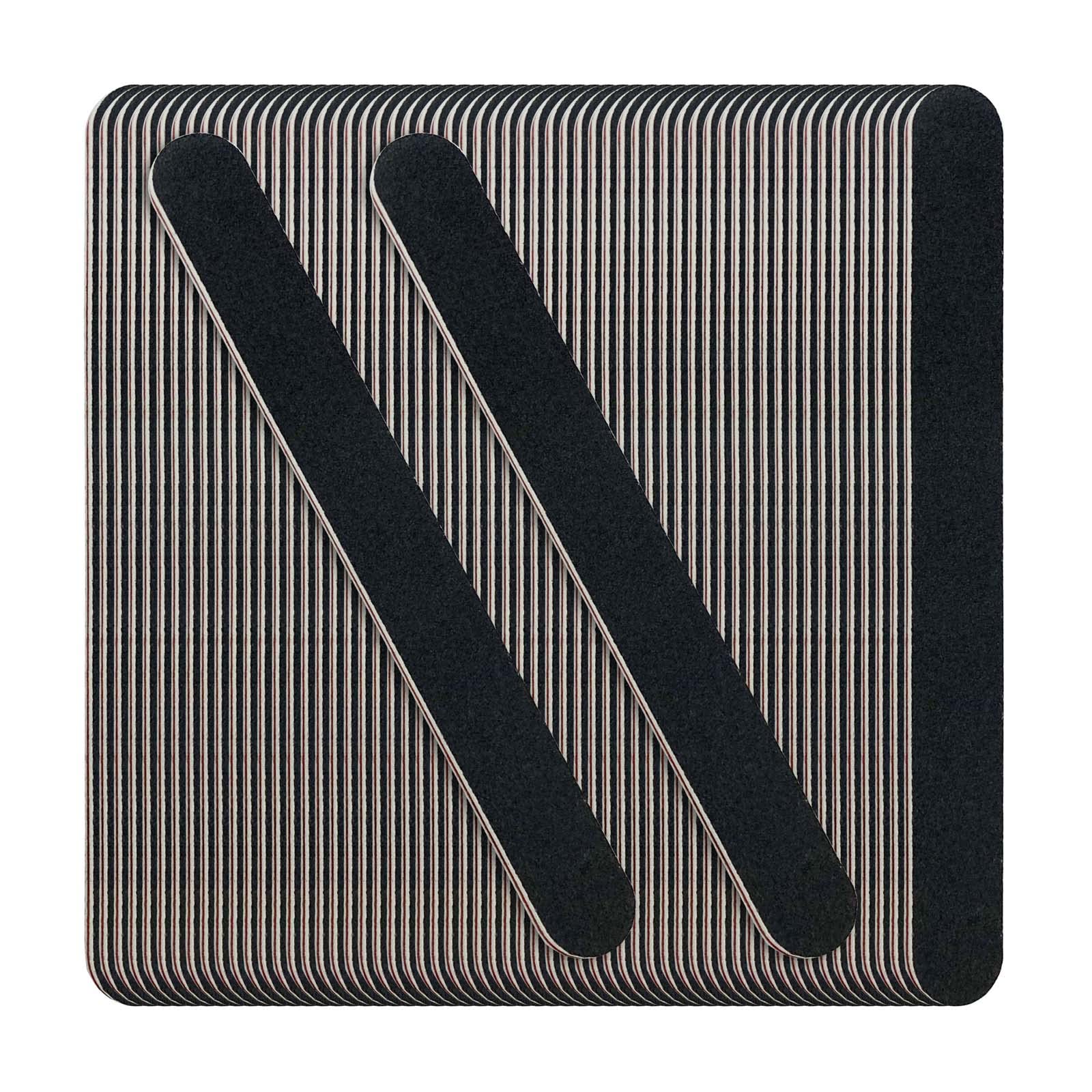 60 Pack Black 100/180 Grit Double Sided Emery Boards - Professional Reusable Nail Files for Manicure & Pedicure at Home or Salon - Perfect for Nail Care, DIY Grooming & Beauty Essentials
