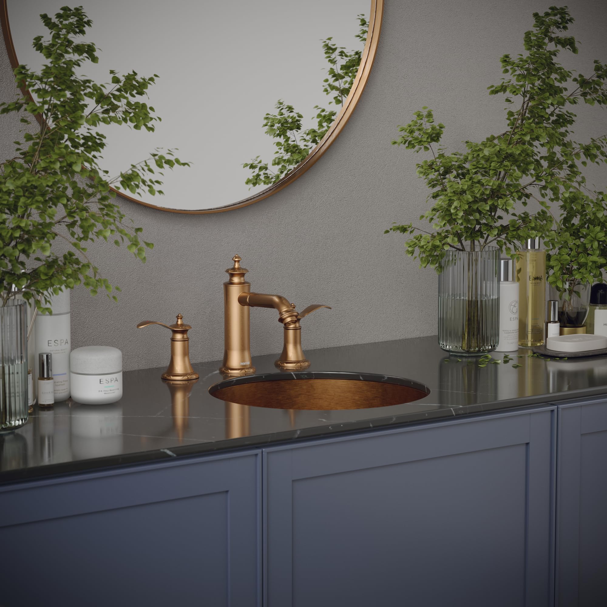 Karran Cinox Brushed Copper Stainless Steel Round Undermount Kitchen Sink - Durable & Stylish for Modern Farmhouse, Restaurant, and Home Remodeling