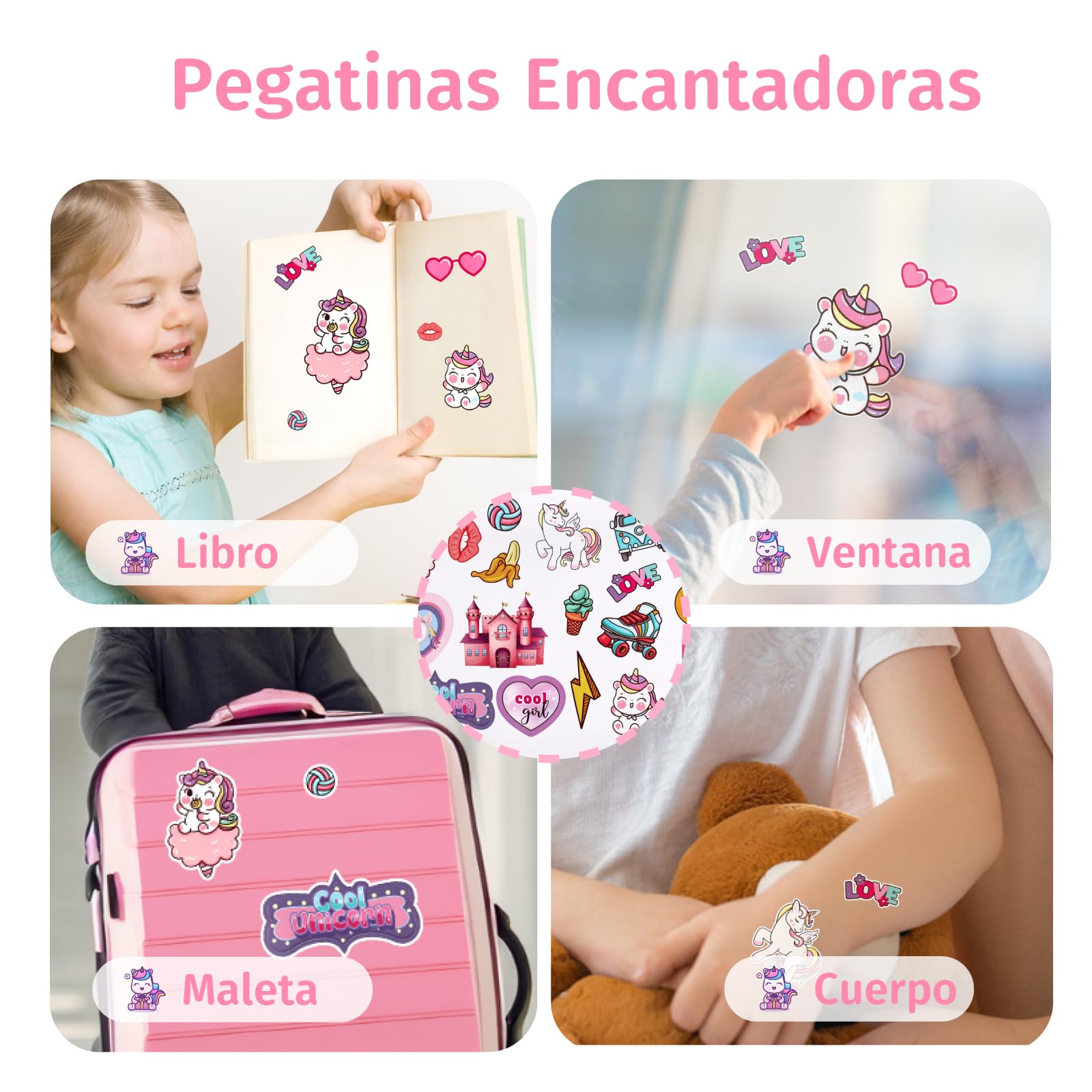 Anpro Girls Makeup Kit with Mirror & Stickers - Safe & Washable for Kids Birthday Gift Ages 3-10