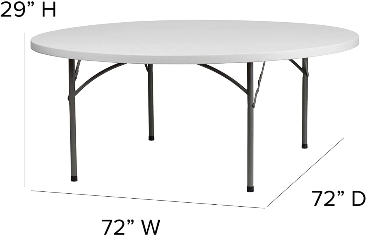6 Pack Heavy-Duty 6ft Round Granite White Plastic Folding Table - Indoor Outdoor Use for Dining, Kitchen, Picnic, Parties & Events | Portable Foldable Bar Table for Home, Camping & Backyard Gatherings