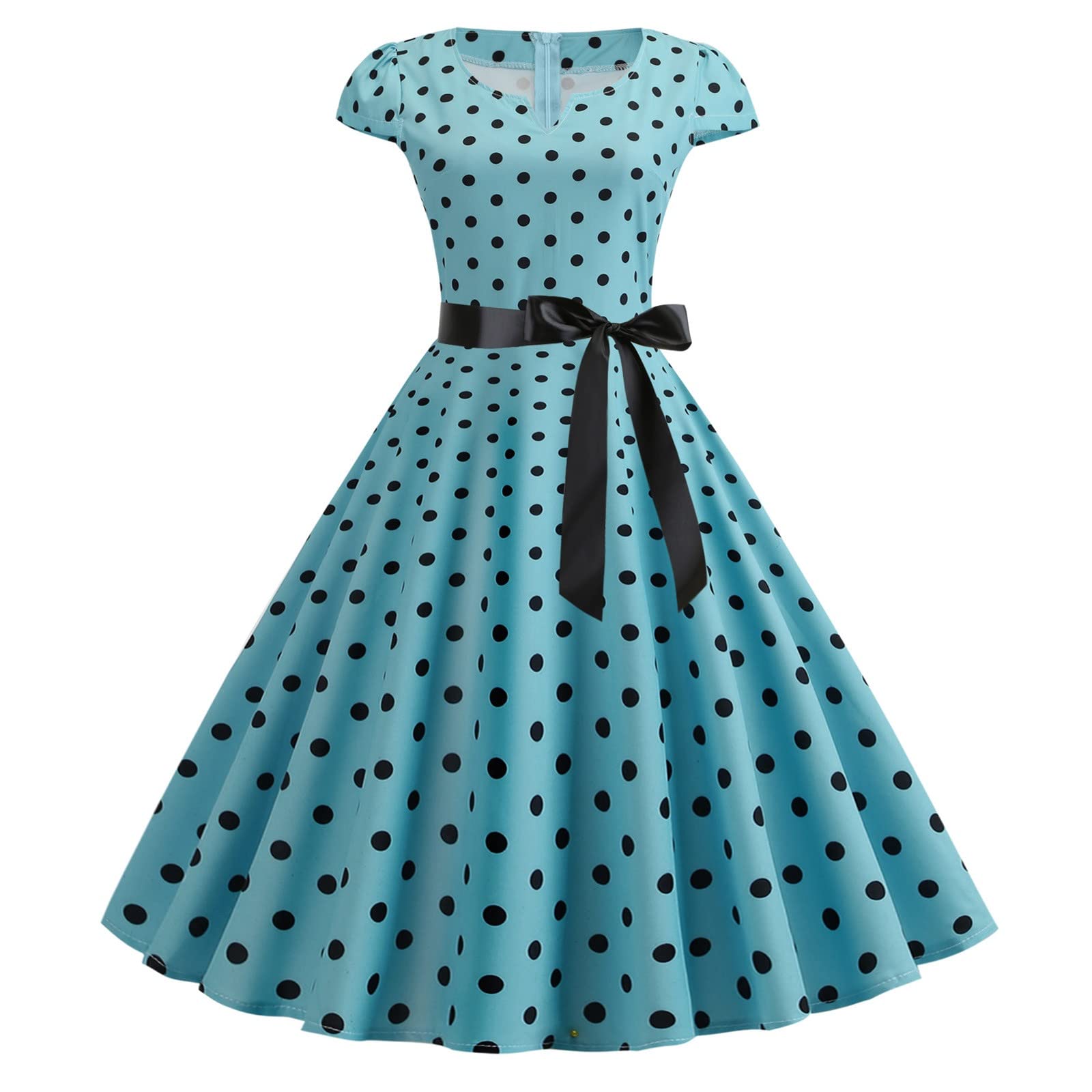 Vintage 1950s Women's Dresses - Retro Dots Print Short Sleeve Party & Casual Dress for Evening, Winter Wear | Perfect for Cocktail Parties, Date Nights & Holiday Gatherings