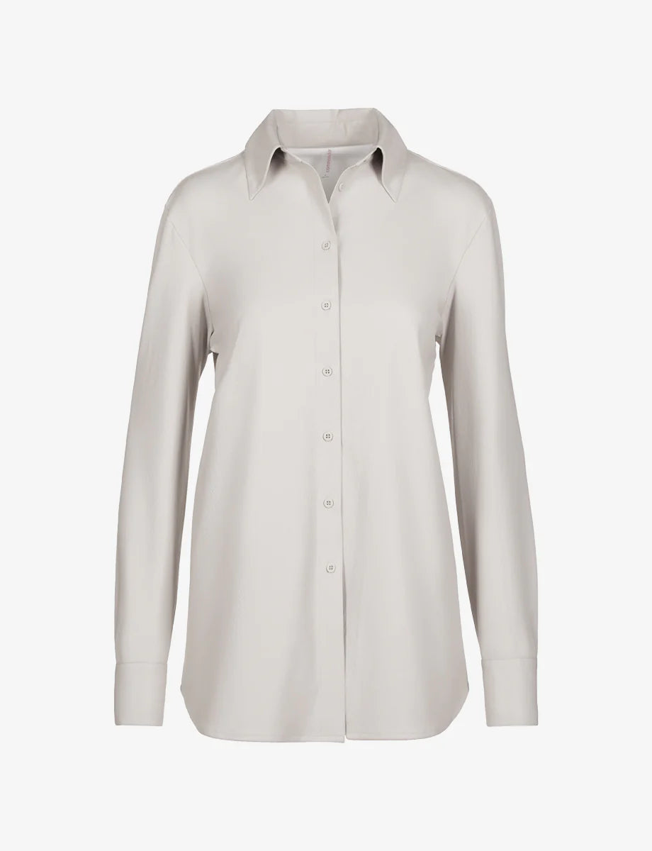 Lightweight Faux Leather Oversized Button Down Shirt for Women - Stylish & Comfortable Blouse for Casual Wear, Office & Date Night Outfits