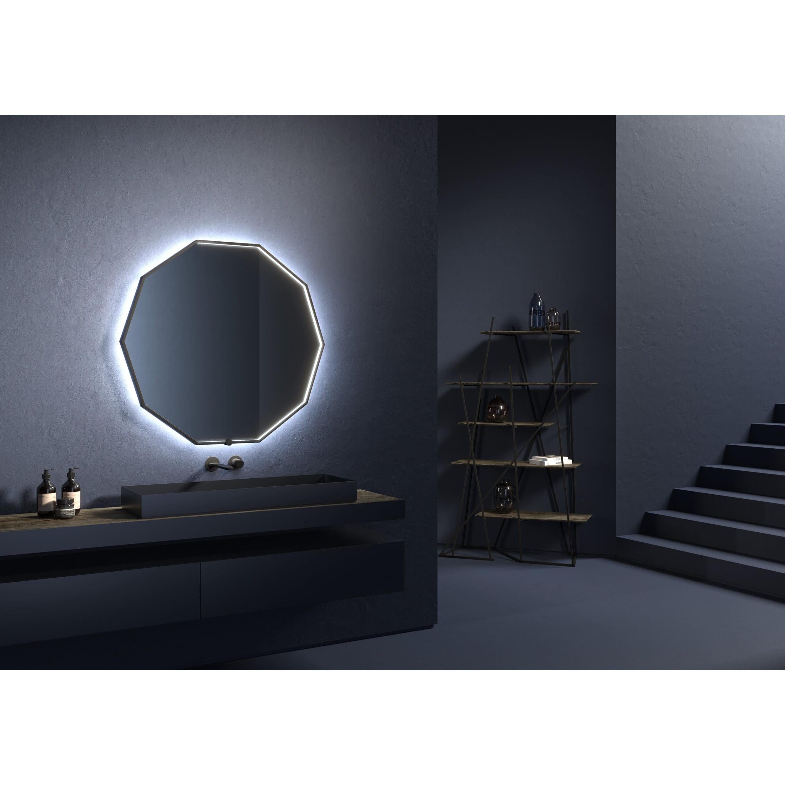 30 Inch LED Lighted Mirror with Black Frame - Oxygen Deca 3 1002 15 Modern Bathroom Vanity Mirror for Makeup & Shaving | Perfect for Bedroom, Dressing Room & Salon