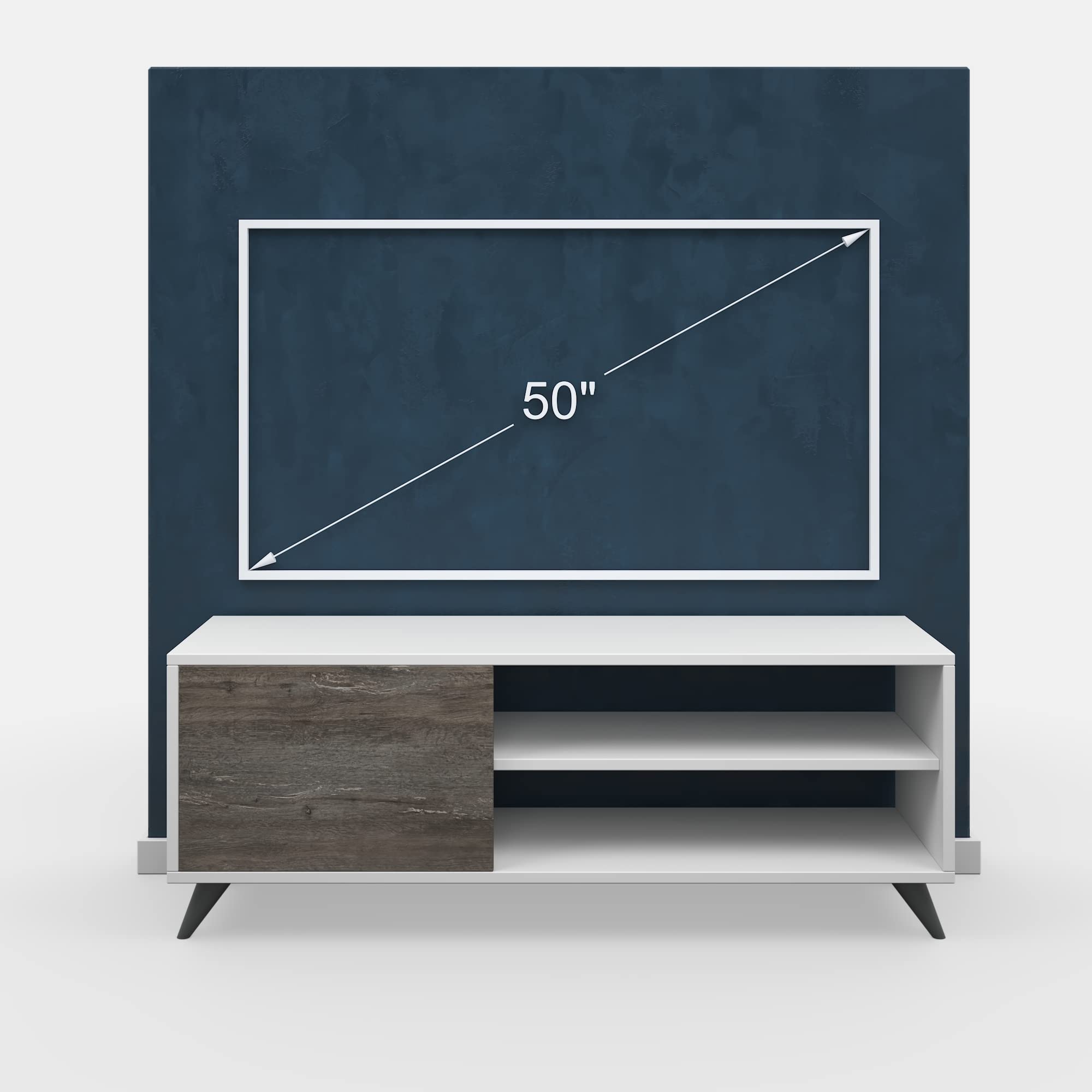 Modern White & Wenge TV Stand with Storage - 47.2