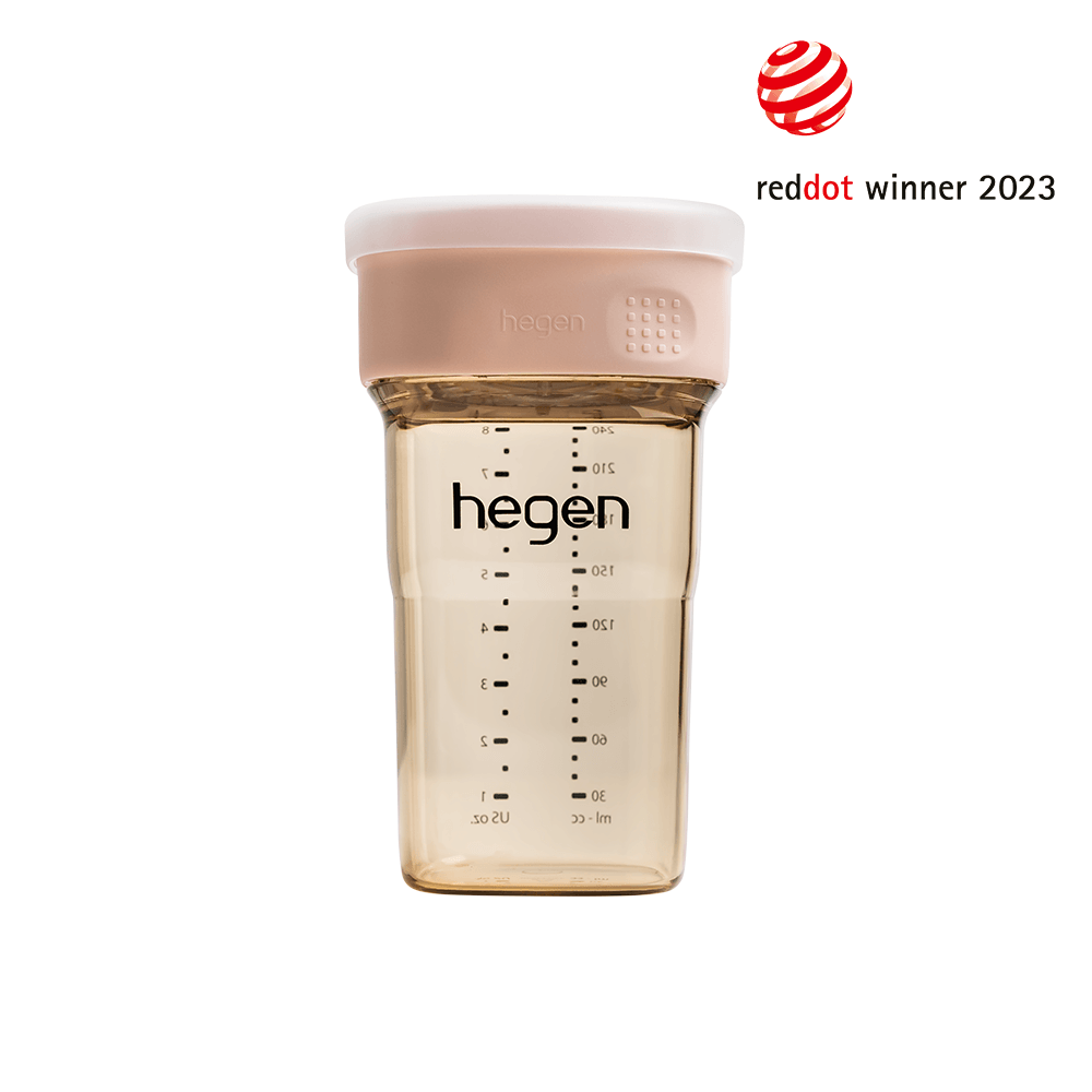 Hegen PCTO™ 240ml/8oz PPSU Baby Bottle with Anti-Colic Vent - Pink for Infants 12+ Months | Perfect for Feeding, Travel & Daycare Use