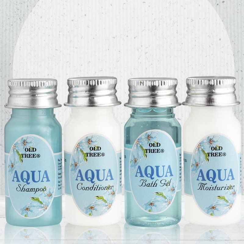 Old Tree Aqua Body Care Travel Kit 35ml (12-48 Pcs Set) | Shampoo, Conditioner, Shower Gel & Moisturizer for Men & Women | Travel-Size Toiletries | Perfect for Hotels, Gyms, Camping & Air Travel | Vegan & Cruelty-Free