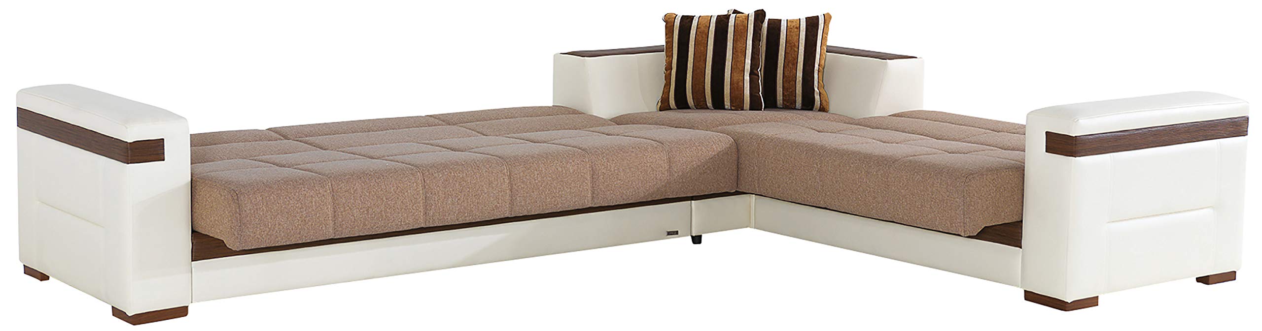 ISTIKBAL Modern Sectional Sofa Sleeper - Platinum Mustard Moon Collection | Convertible L-Shaped Couch with Storage | Perfect for Small Spaces, Apartments & Guest Rooms