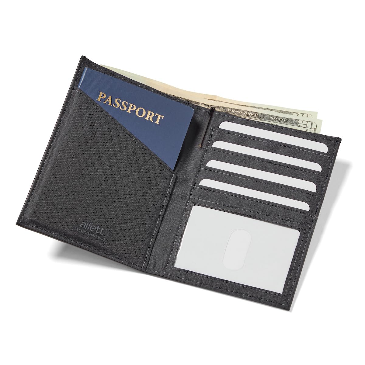 Premium Allett Passport Wallet for Men & Women - Slim RFID Blocking Leather Bifold Front Pocket Wallet - Holds 2-10 Cards + Passport | Travel, Business & Everyday Use