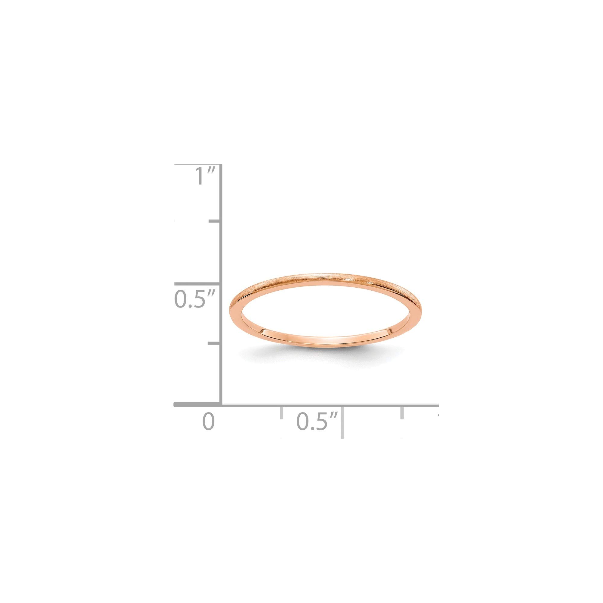 14K Rose Gold 1.2mm Half Round Satin Stackable Band Ring - Size 5 - Dainty Minimalist Wedding Band, Anniversary Ring, Everyday Jewelry for Women - Perfect for Stacking, Gifts & Special Occasions