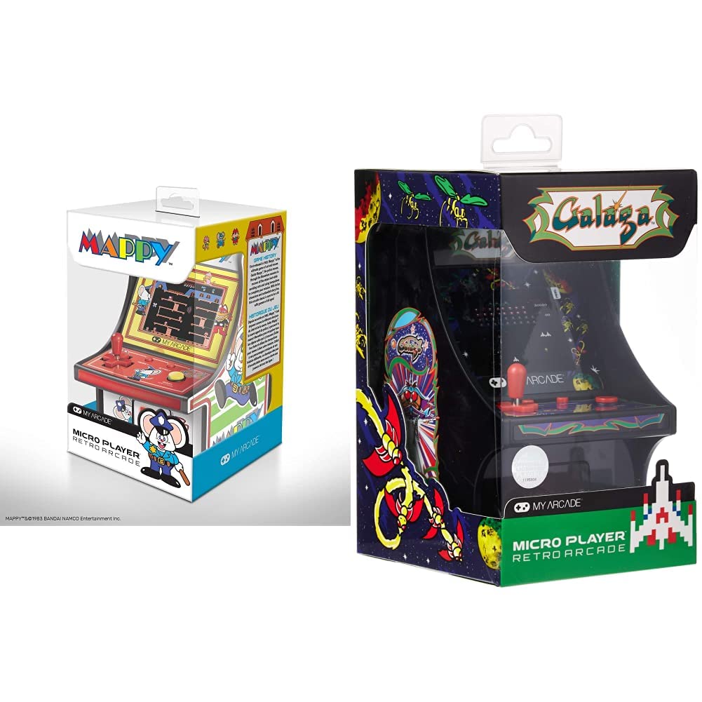 My Arcade Mappy & Galaga Micro Player - 6.75 Inch Mini Arcade Machine with Fully Playable Classic Games | Perfect for Home Decor, Retro Gaming Gifts & Office Entertainment