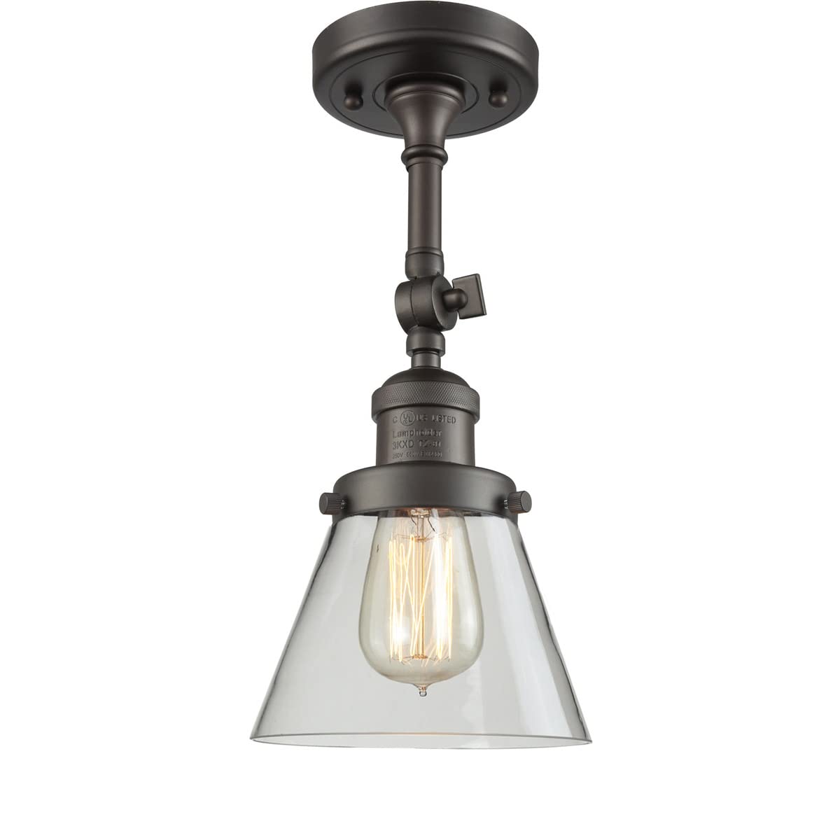 Innovations 201F-OB-G62-LED Semi-Flush Mount Ceiling Light Fixture - Oil Rubbed Bronze Finish - Energy Efficient LED Lighting for Bedroom, Hallway, Kitchen & Living Room
