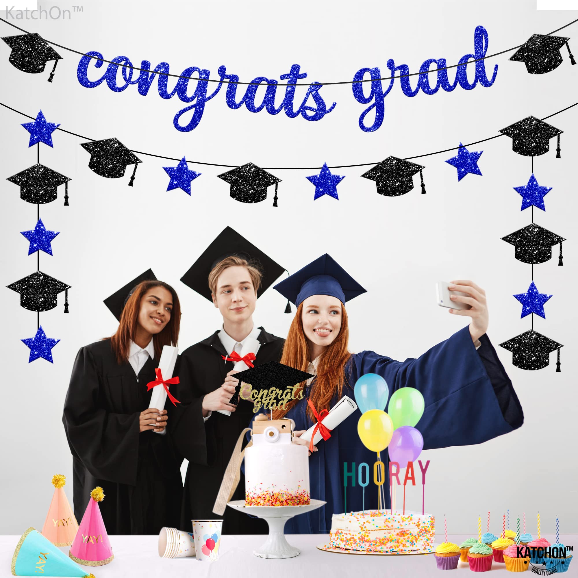 KatchOn 10ft Glitter Graduation Banner - Class of 2025 Congratulations Garland with Pre-Strung Design | Gold & Silver Graduation Party Decorations | Perfect for Graduation Ceremonies, School Events & Photo Backdrops