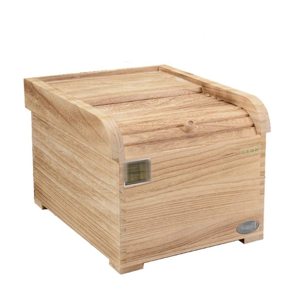 Bamboo Square Rice Storage Container with Non-Slip Base - Airtight Food Storage for Rice, Flour & Cereals - Perfect for Kitchen Pantry Organization (Light Baking Color, 33x42x26cm) - Ideal for Meal Prep & Bulk Food Storage