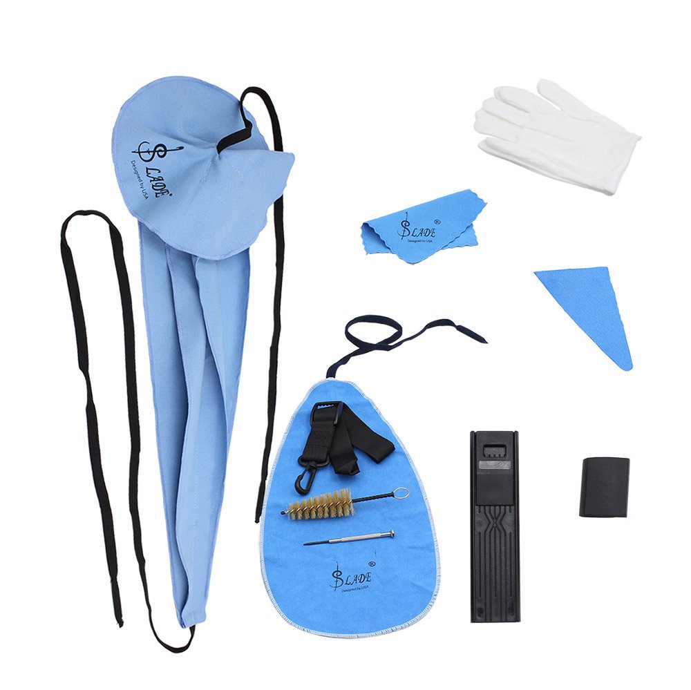 10-in-1 Saxophone Cleaning & Maintenance Kit with Belt, Thumb Rest Cushion, Reed Case, Mouthpiece Brush, Mini Screwdriver, Cleaning Cloth & Gloves - Perfect for Saxophone Players, Students & Musicians for Daily Care & Performance Preparation