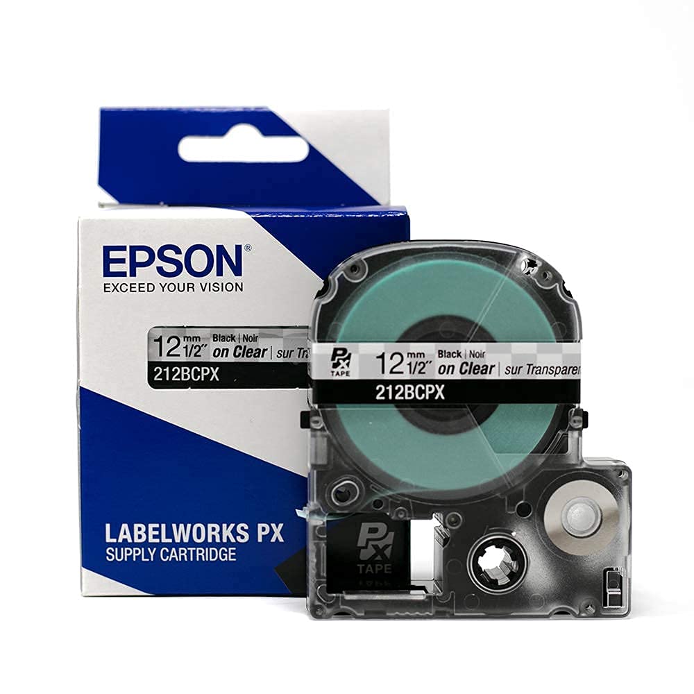 Epson LW-PX300 Industrial Label Maker Bundle with 212PX PET Tape Cartridge - Black/Clear, Gold/Clear & Gold/Black Polyester Labels - Perfect for Warehouse Organization, Equipment Labeling and Industrial Asset Management