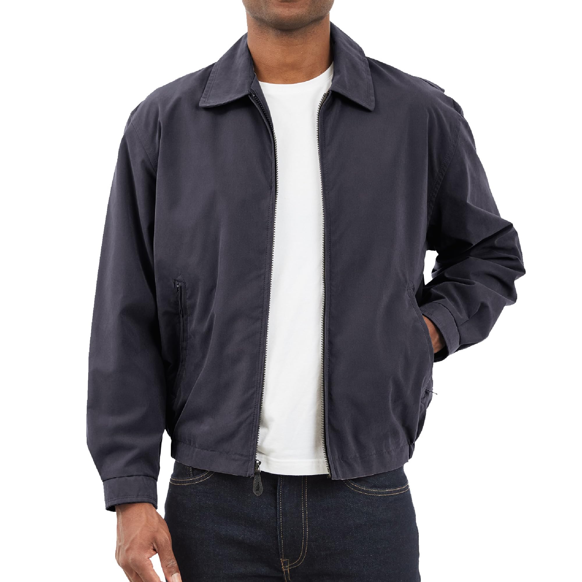 London Fog Men's Auburn Zip-Front Golf Jacket - Lightweight Cotton Jacket for Golf & Casual Wear (Regular & Big-Tall Sizes) - Perfect for Golfing, Outdoor Activities & Everyday Style