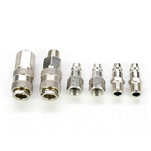 MACHSWON 6PCS Air Line Hose Euro Compressor Fitting Connector Quick Release Set with 1/4