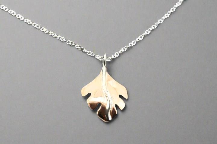 Serrated Leaf Pendant Necklace - Handmade Copper & Silver Jewelry for Women - Perfect for Boho, Nature-Inspired & Everyday Wear